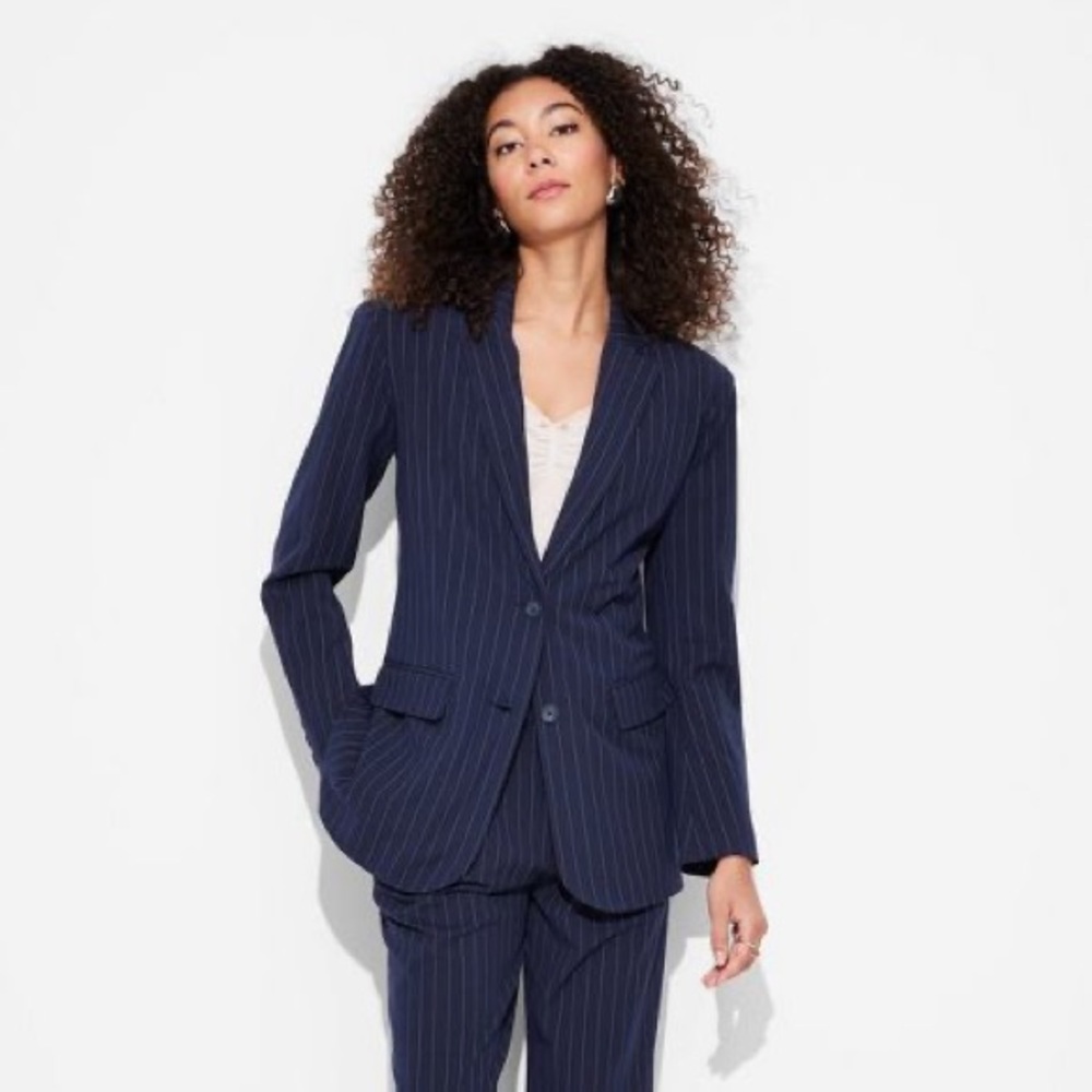 NWT Wild Fable Women's Navy Pinstripe Blazer